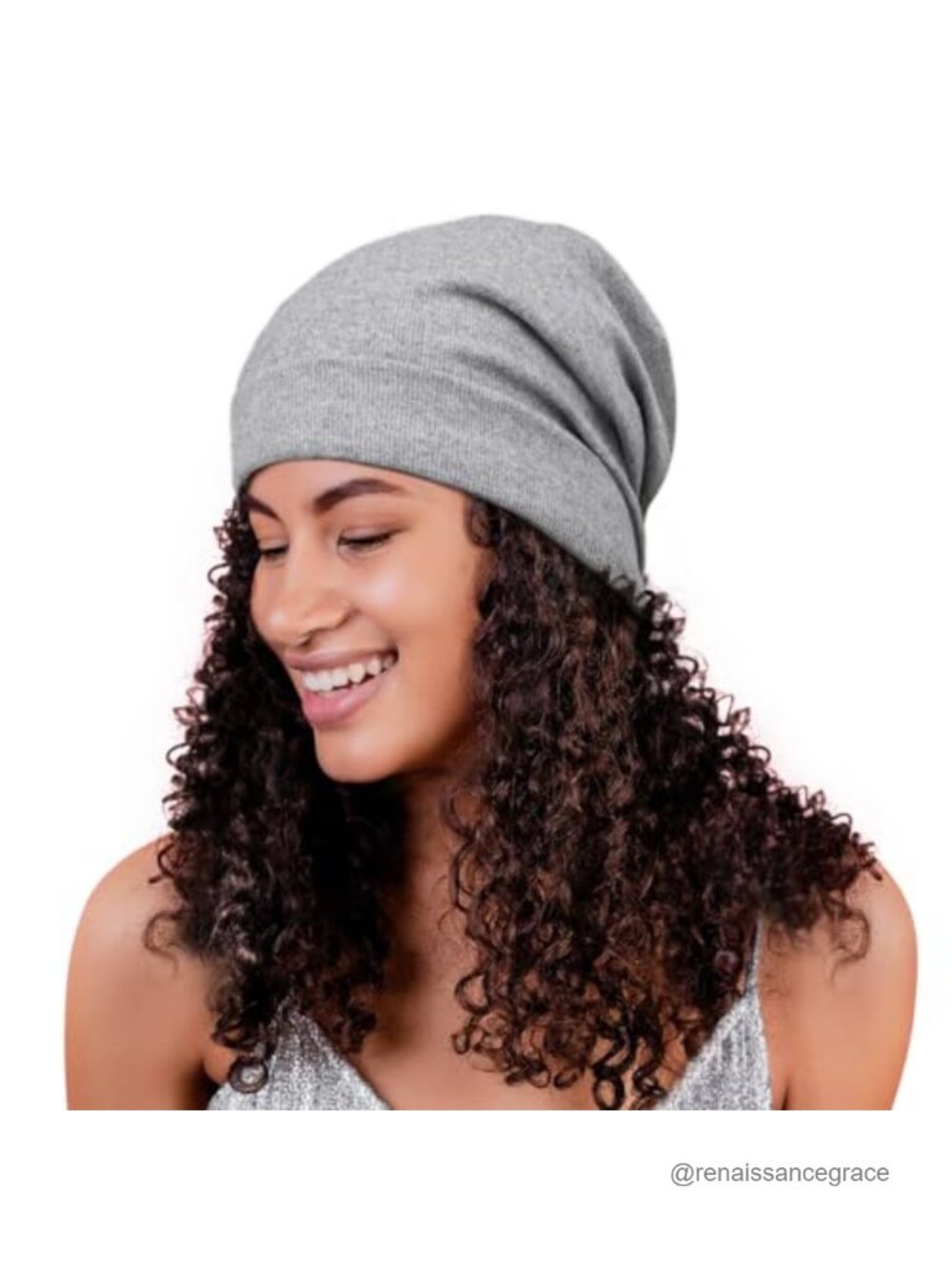 Satin Lined Slouchy Beanie Warm Knit Skull Cap for Locs Curls